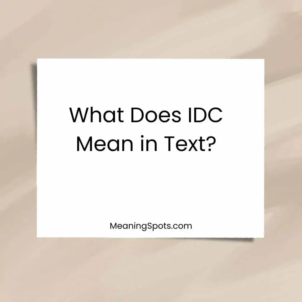 What Does IDC Mean in Text?
